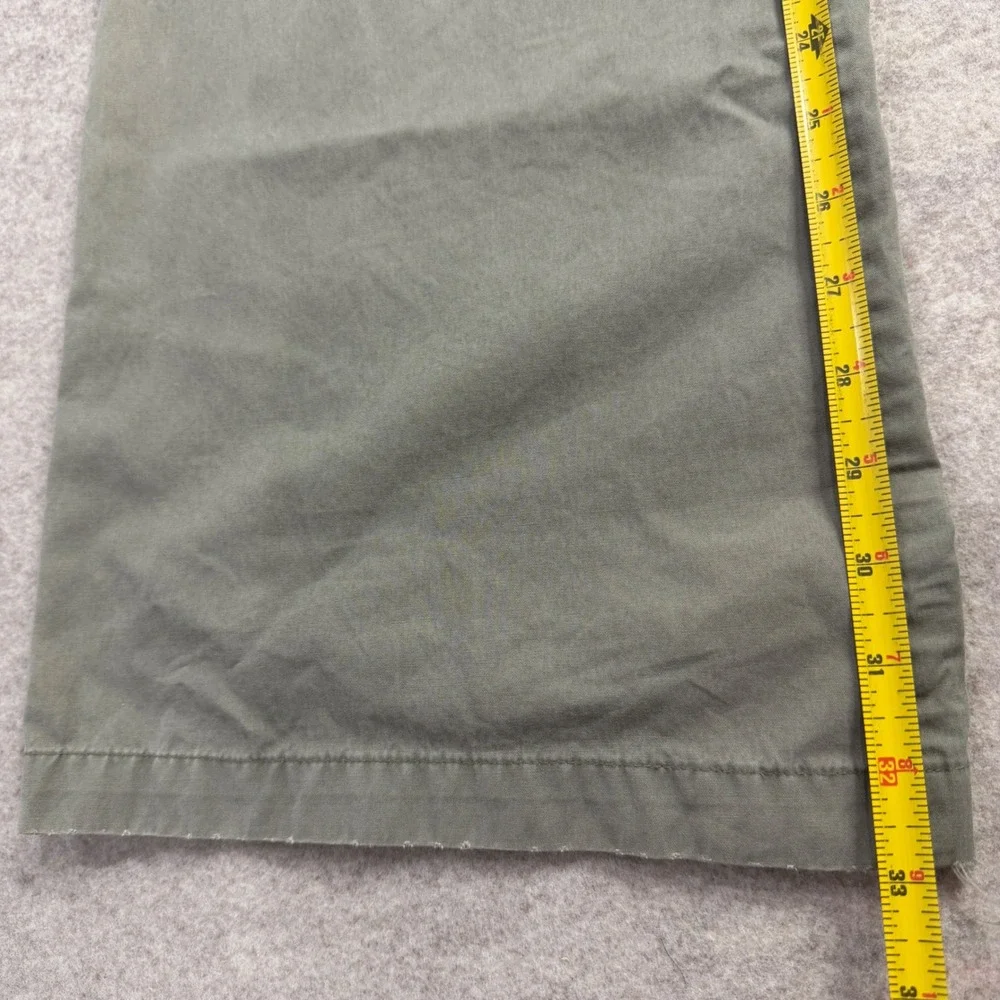Sitwell Olive Green Low Rise Wide Leg Cotton Trousers Button Waist Size 12